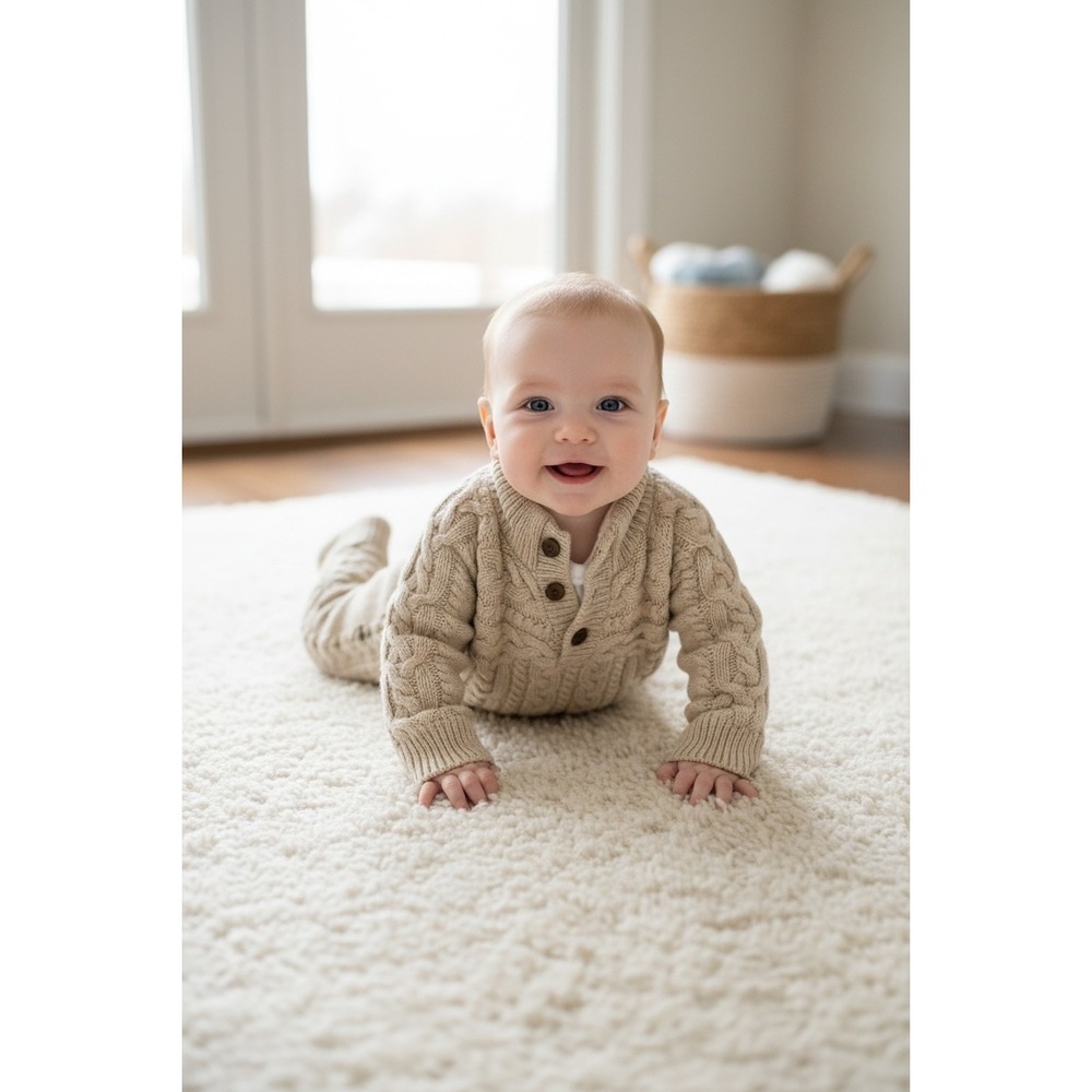 Baby Gap Cable Knit Romper‎ Cream Sherpa Collar Jumpsuit 3-6 Months